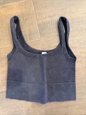 Nikibiki Black Ribbed Square-Neck Crop Tank